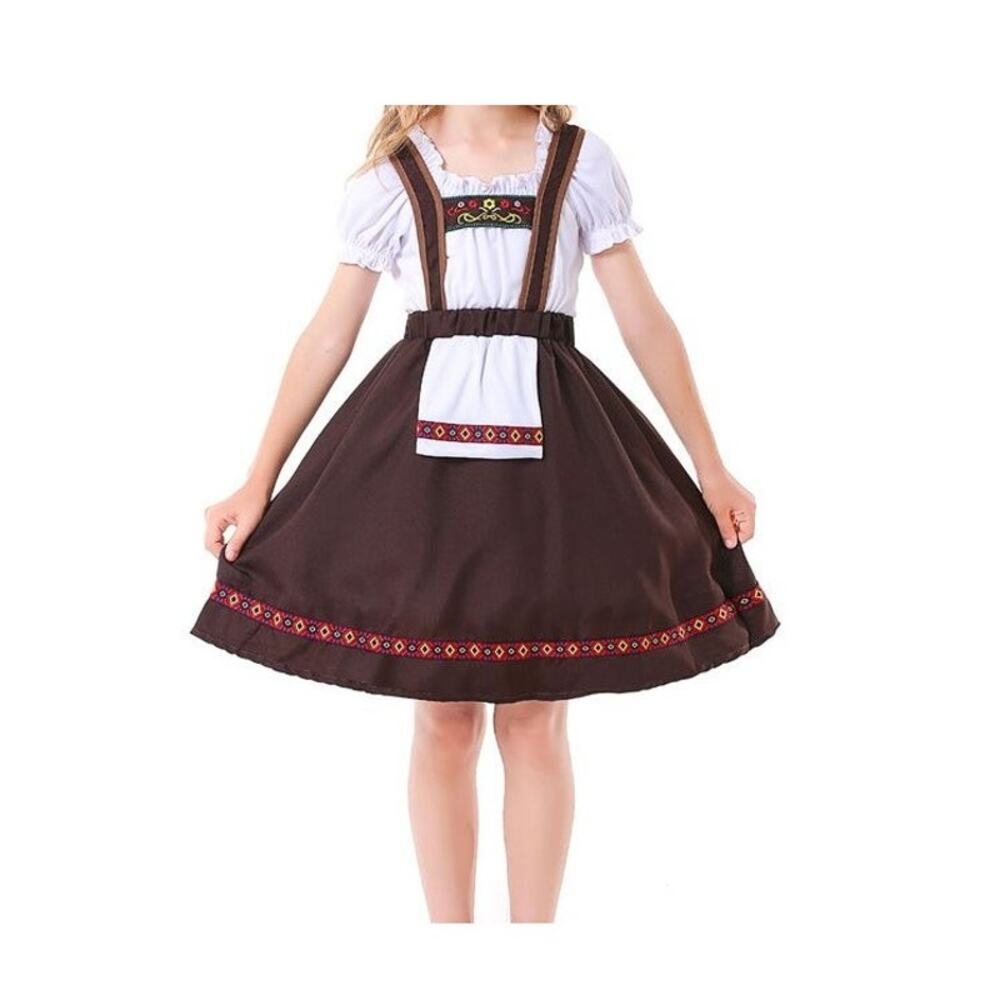 Girls German Dirndl Dress 2 Pc Bavarian Oktoberfest Costume Sz 4-6